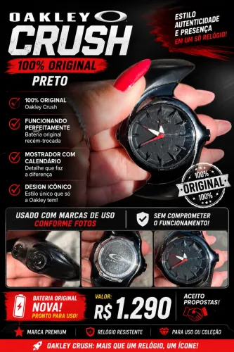 Relógio Oakley Crush Original - Preto | Funcionando Perfeitamente
