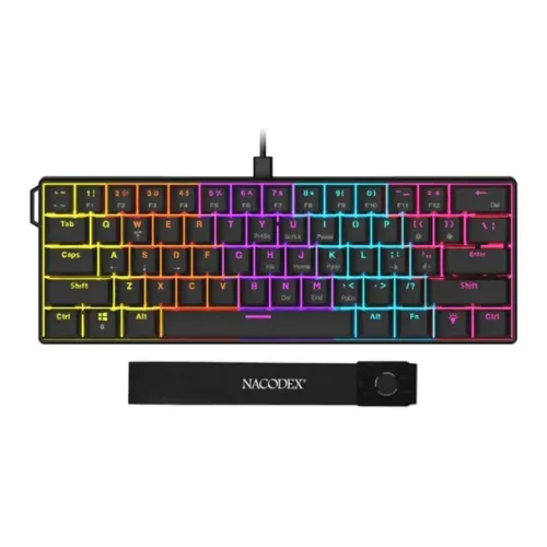 Teclado Mecânico Nacodex X Ajazz NK61 Com Fio 60% Switch RED - Cor: Preto - Produto NOVO !