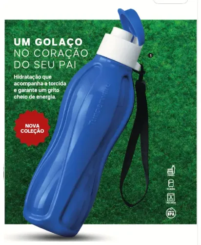 Garrafa tupperware Azul com tampa Branca e Azul