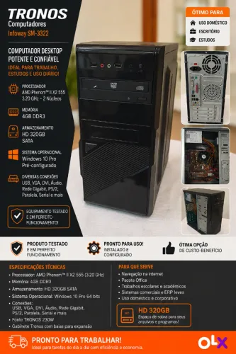 PC Mini ATX, Itautec, AMD Phenin II, 3.2GHz (4GB RAM e HD 320GB) SKU itautec 01
