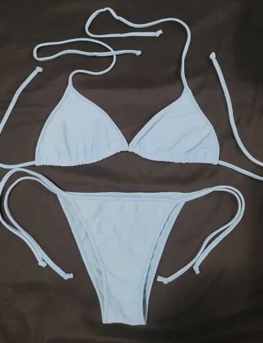 Biquini cortininha azul