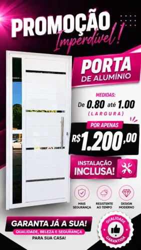 PORTA EM ALUMÍNIO BRANCO, SOB MEDIDAS.