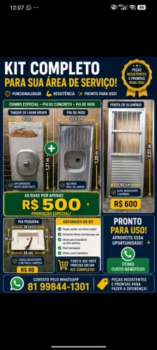 Kit Completo para Área de Serviço - Porta + Pias