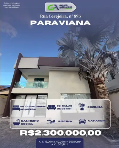 Rua Cerejeira, nº 895, Paraviana