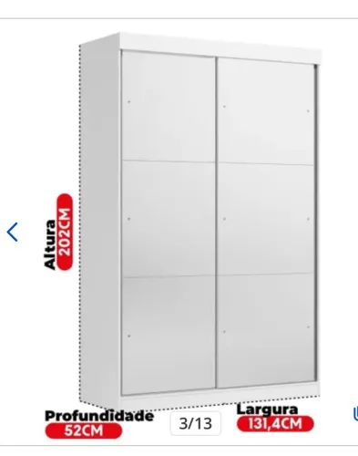 Guarda roupa 2 portas solteiro com espelho Yescasa