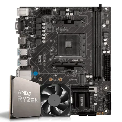 Kit Upgrade AMD Ryzen 5 5500 + Placa Mãe A520M DDR4 + Cooler Novo 