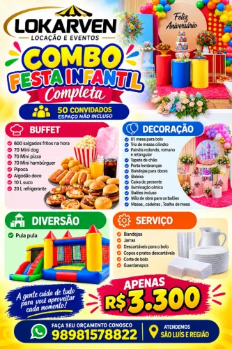 Festa infantil completa + buffet