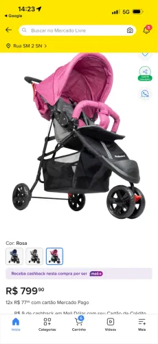 Carrinho de bebê 3 rodas novo