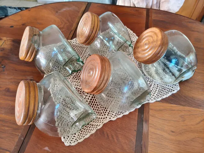 Conjunto 5 Baleiros de vidro antigo vintage 