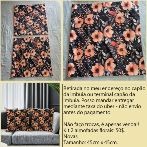 2 capas de almofada florais novas