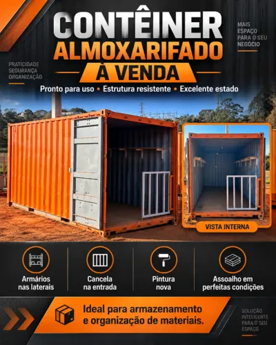 Conteiner 6 m almoxarifado com cancela