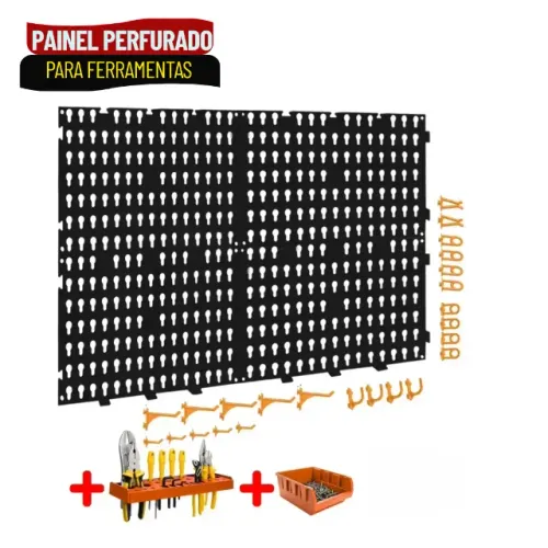 painel Organizador Perfurado 59x35 para Ferramentas com Brindes Inclusos - SFM09