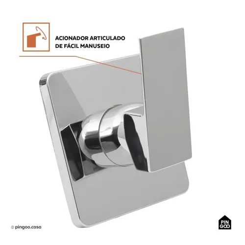 Registro Monocomando Quadrado P/ Chuveiro Pingoo.casa Cromado
