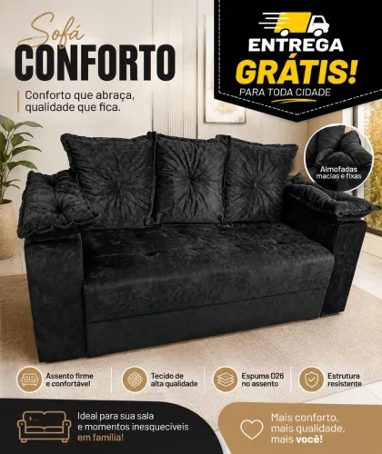 Sofá peça 3 lugares com almofadas-Entrega Grátis!!!