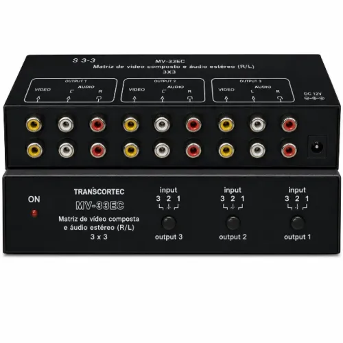 Matriz De Video Composto (RCA) Com Audio (L/R) 3 X 3 / MV-33EC