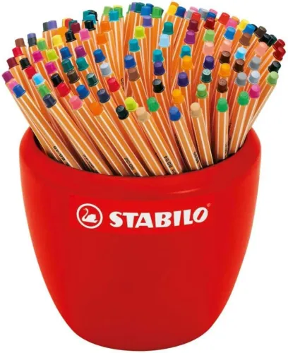 STABILO point 88 Caneta Ponta Fina - Pote cerâmico com 150 unidades - Cores sortidas(NOVO)