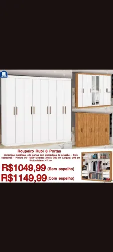 Guarda Roupa Rubi 8 Portas