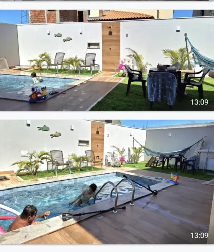 Casa temporada com piscina - 3 suítes - cond. fechado - proximo a praia 