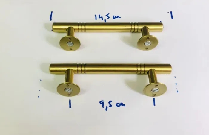 Kit 2 Puxadores Porta Gaveta / Latão Dourado / 14,5 Cm