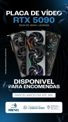 (Renz Informática) (ENCOMENDA) Placa de vídeo Nvidia RTX 5090 32GB GDDR7 NOVA LACRADA