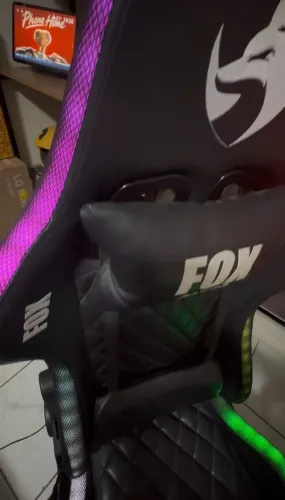 CADEIRA GAMER FOX RACER PRETA COM LUZ RGB! 