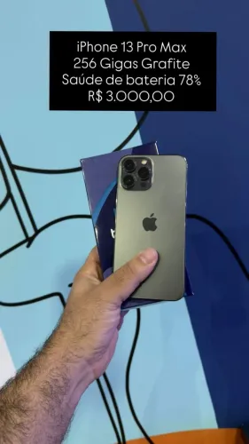 iPhone 13 Pro Max / 256GB / Grafite / Saúde da bateria 78% / Loja Física