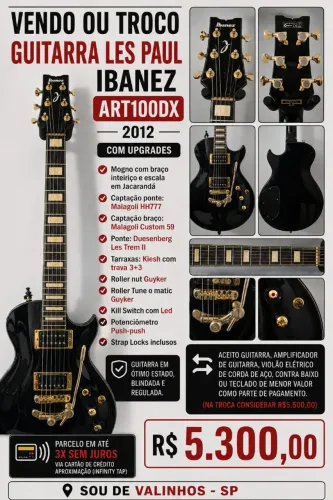 Guitarra les paul Ibanez modelo Art 100dx c/ upgrades (ler descrição)