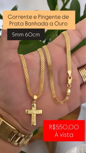 Corrente Bismarck de Prata Banhada a Ouro