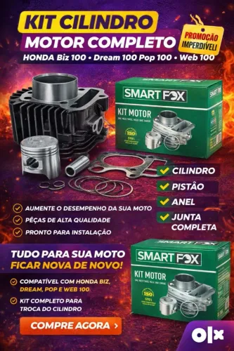 Kit Cilindro Motor Completo Moto Honda Biz 100 Dream 100 Pop 100 Web 100