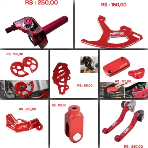 Diversas peças anodizadas para CRF