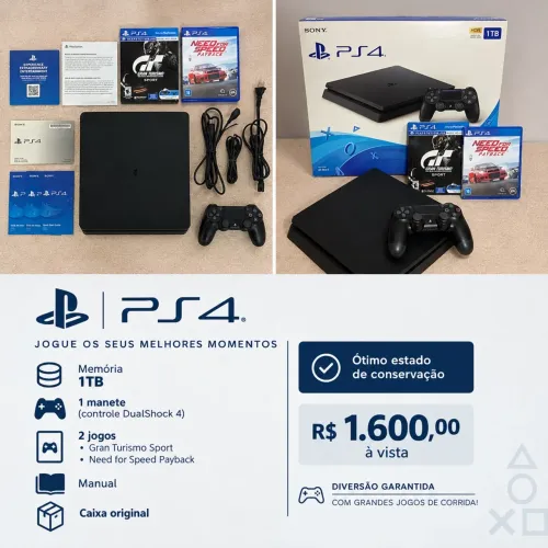 PlayStation 4 com dois jogos