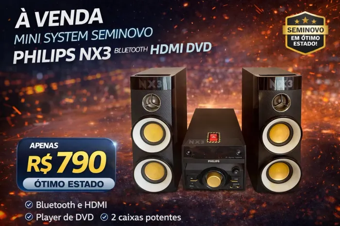 Mini System Philips NX3 Bluetooth HDMI DVD Completo