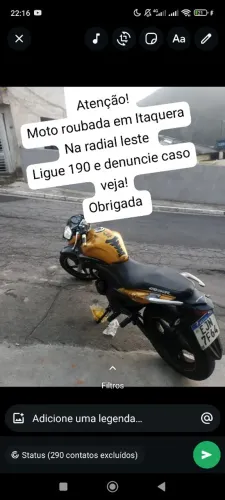 ATENÇÃO -MOTO ROUBADA-  HONDA CB 300 DOURADA. NAO COMPRE! 