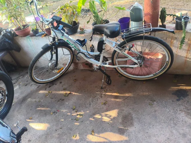 Bicicleta elétrica, funcionando bateria não segura carga.