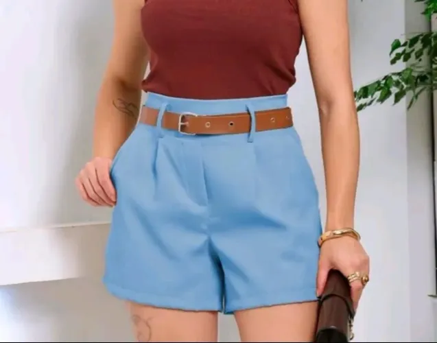 Short alfaiataria feminino Azul Veste G