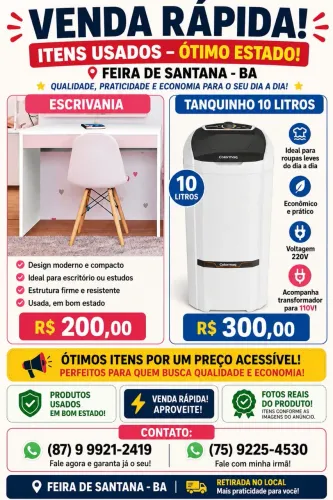 Escrivania e tanquinho 10 L