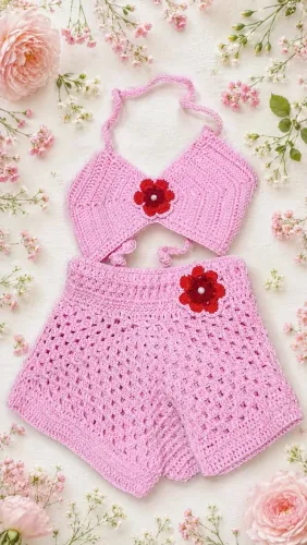 Conjunto de bebê de crochê 