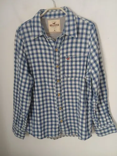 CAMISA HOLLISTER XADREZ AZUL TAMANHO M