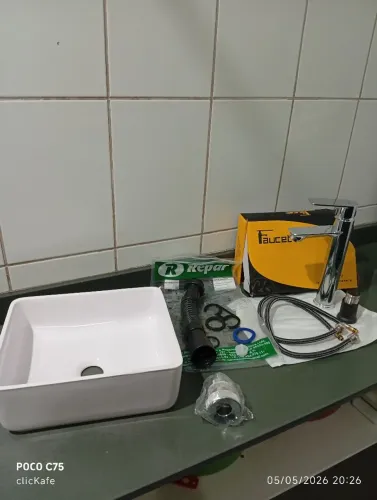 Kit torneira quente e fria cuba com válvula e sifão tudo novo