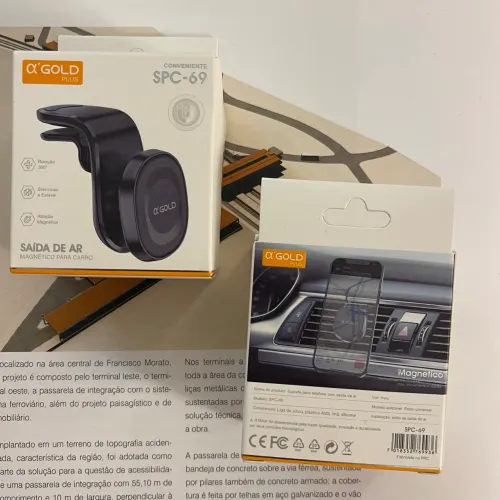 Suporte Veicular Magnetico Celular aGOLD SPC-69 Saida de Ar Ima Forte Rotacao 360