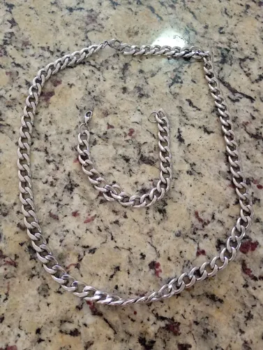 Corrente e Pulseira Grossa Aço Cirúrgico