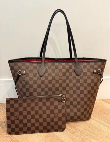 Bolsa LV Neverfull Inside Out MM Brow and Red 