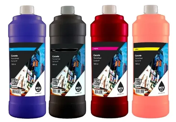 4 Litros de Tinta Fotográfica p/ Impressoras HP (Vermelho, Amarelo, Cyan, Preto)
