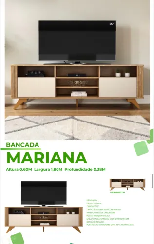 Rack bancada para tv até 65 polegadas