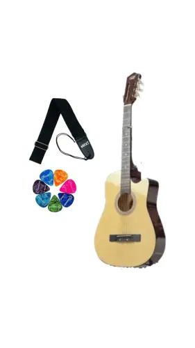 Kit MXT - VIOLAO MXT ACUSTICO CUTWAY, ACO, MODELO 38A-NT + Correia MXT + Palheta BRINDE