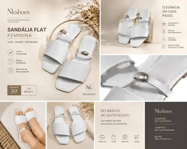 Sandália flat feminina - tamanho 39 