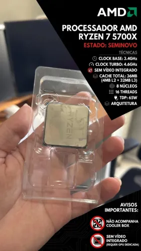 Processador AMD Ryzen 7 5700X 4.6GHz Max Turbo 8-Cores AM4 (OEM)
