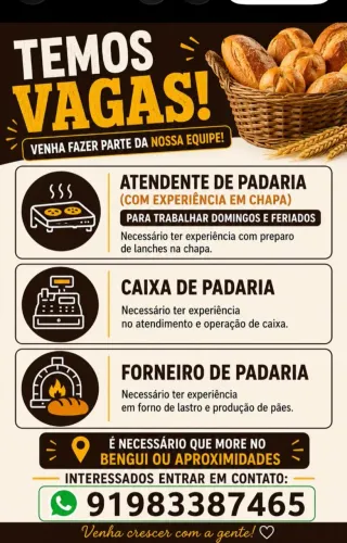 Vagas padaria 