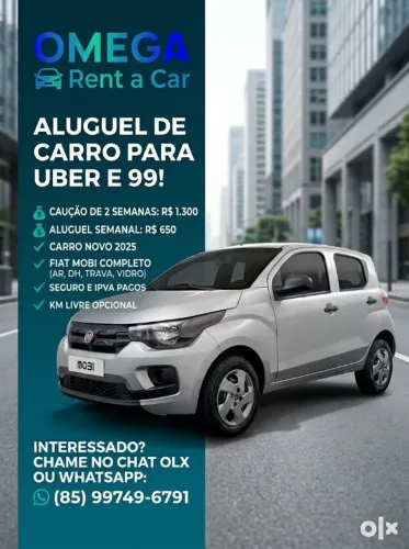 Aluguel de Carro para Uber e 99 | Fiat Mobi 2025 Novo