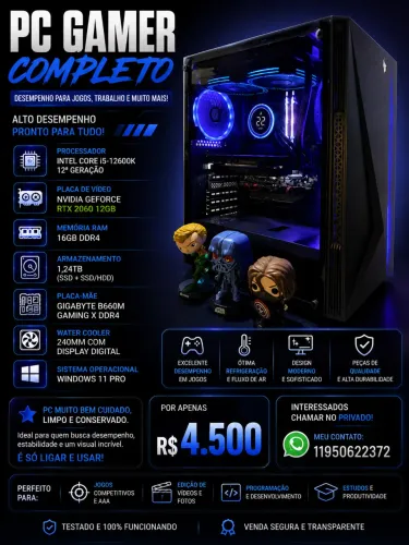 PC Gamer em excelente estado de conservação, funcionando perfeitamente e pronto para uso.